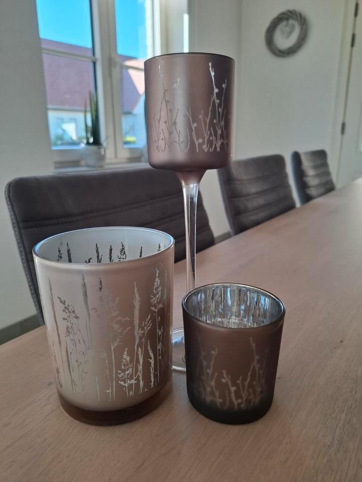 Set van 3 windlichten J-Line (nwpr 41.95eur), Huis en Inrichting, Woonaccessoires | Kandelaars en Kaarsen, Zo goed als nieuw, Kandelaar