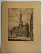 Gravure René Vandesande (1889-1946) Grand Place Bruxelles, Antiquités & Art, Enlèvement ou Envoi