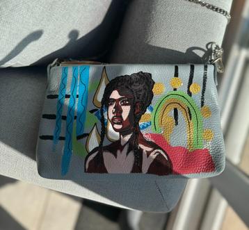 Superbe sac bleu peint à la main, Neuf, Autres marques, Cuir, Enlèvement ou Envoi
