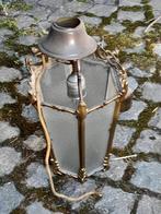 koperen luster met glas, Huis en Inrichting, Lampen | Kroonluchters, Ophalen, Gebruikt, Glas