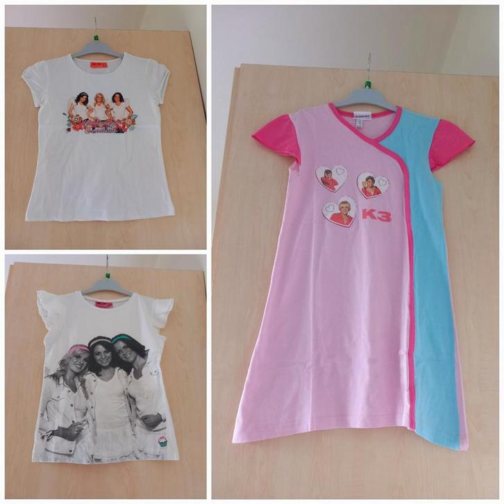 K3 t-shirts en kleedje oude K3 Karen, Kristel, Josje, Verzamelen, Muziek, Artiesten en Beroemdheden, Zo goed als nieuw, Kleding