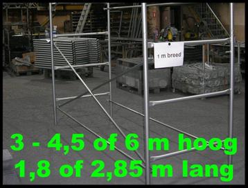 Nieuwe steigers 3 - 4,50 of 6 m hoog - met kaders 1 m breed 