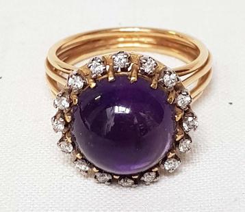 Ring 18kt Amethist Diamant. beschikbaar voor biedingen