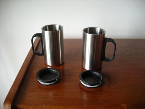 2 Tasses inox double paroi - thermos - mug inox - isothermes, Maison & Meubles, Cuisine | Vaisselle, Comme neuf, Tasse(s) et/ou soucoupe(s)