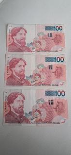 3 x 100 frank James Ensor - Zeer fraai, Postzegels en Munten, Bankbiljetten | België, Verzenden, Setje