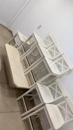 Salontafel (marmer) & witte keukenstoelen te koop!, Huis en Inrichting, Ophalen