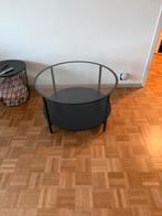 Glazen salon tafel met bijzet tafel/draadmand, Huis en Inrichting, Tafels | Salontafels, Ophalen, 100 tot 150 cm, Industrieel modern