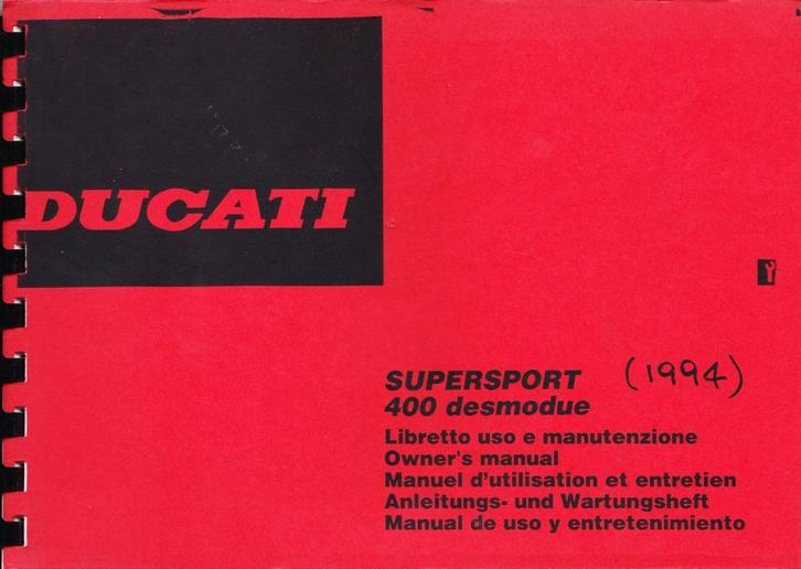 Ducati Supersport 400 Owners-Manual, Motoren, Handleidingen en Instructieboekjes, Ducati, Ophalen of Verzenden