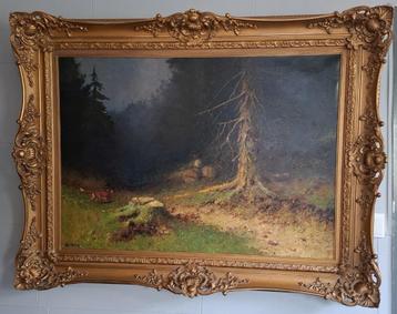 Peinture à l'huile d'une vue sur la forêt par Albert Demoen, Enlèvement