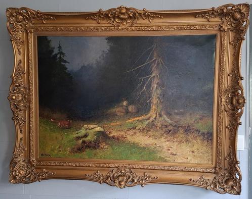 Groot olieverfschilderij boszicht door Albert Demoen, Antiek en Kunst, Kunst | Schilderijen | Klassiek, Ophalen