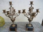 2 N III kandelaars van brons en marmer, Antiek en Kunst, Ophalen of Verzenden, Brons