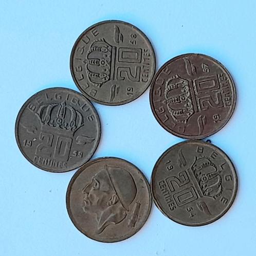 5 x 20 centimen Monetair Brons     (795), Postzegels en Munten, Munten | België, Brons, Ophalen of Verzenden