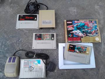 Super Nintendo Mario Paint Mouse Street Fighter 2-spelbundel beschikbaar voor biedingen