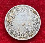 Zeldzame munt - Indiaas zilver 1/4 Rupee 1862, Antiek en Kunst, Ophalen of Verzenden, Zilver