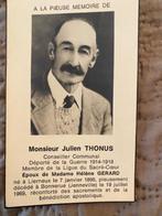 Julien THONUS x Helene GERARD 1896 Lierneux 1969 Bonnerue, Verzamelen, Bidprentjes en Rouwkaarten, Ophalen of Verzenden, Bidprentje