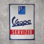Emaille Schild VESPA SERVIZIO Reclamebord Vintage Plaque 80s, Verzenden, Gebruikt, Reclamebord