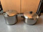 2 kwaliteits kookpotten 12l en 13l, Ophalen, Zo goed als nieuw, Inox
