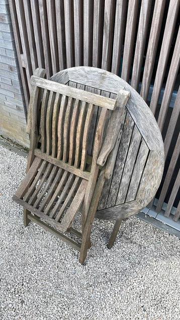 Tuintafel en tuinstoel teak, Tuin en Terras, Ophalen, Gebruikt