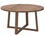 tafel, eikenfineer bruin geglazuurd, Huis en Inrichting, Tafels | Eettafels, Ophalen, Rond, Zo goed als nieuw, Eikenhout