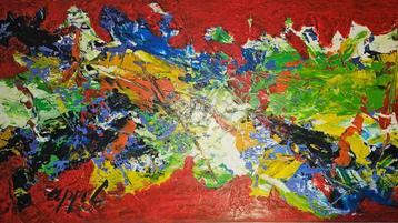 Groot olie werk van Karel Appel  Uniek werk    Gesigneerd  D beschikbaar voor biedingen
