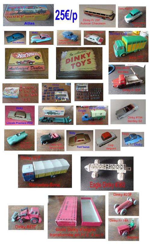 Lot Dinky toys(Jaguard,Taunus...) +1 Corgi +4 Airfix+1 Atlas, Antiek en Kunst, Antiek | Speelgoed, Ophalen of Verzenden