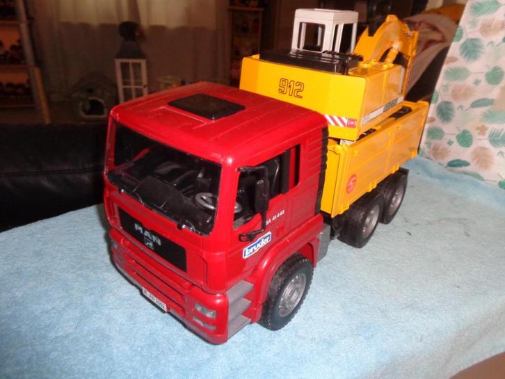 camion avec grue bruder, Kinderen en Baby's, Speelgoed |Speelgoedvoertuigen, Gebruikt, Ophalen of Verzenden