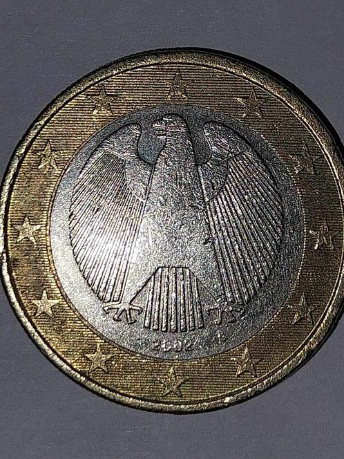 Pièce de 1 euro (2002), imprimé allemand, lettre G, verso, Timbres & Monnaies, Monnaies | Europe | Monnaies euro, Monnaie en vrac