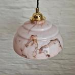 Vintage roze gemarmerde opaline glazen hanglamp., Ophalen of Verzenden