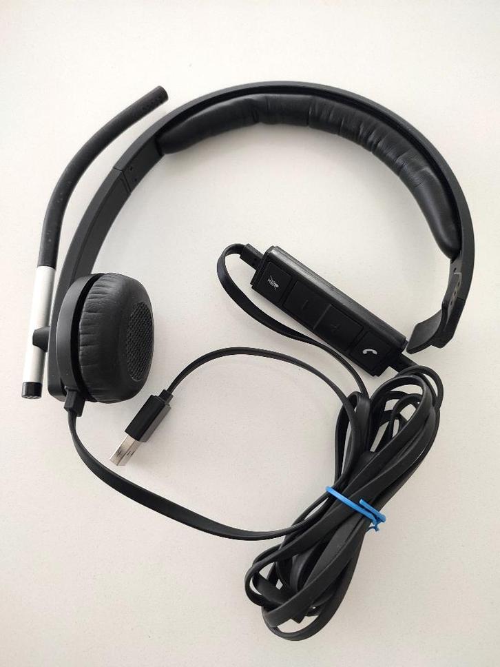 Logitech H650E Mono Headset met USB, Computers en Software, Headsets, Gebruikt, Over-ear, Bedraad, Volumeregelaar, Ophalen of Verzenden