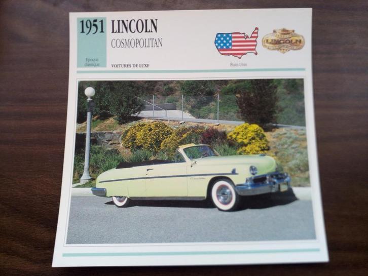 Lincoln - Edito Service kaarten auto bouwperiode 1951-1992, Verzamelen, Automerken, Motoren en Formule 1, Zo goed als nieuw, Auto's