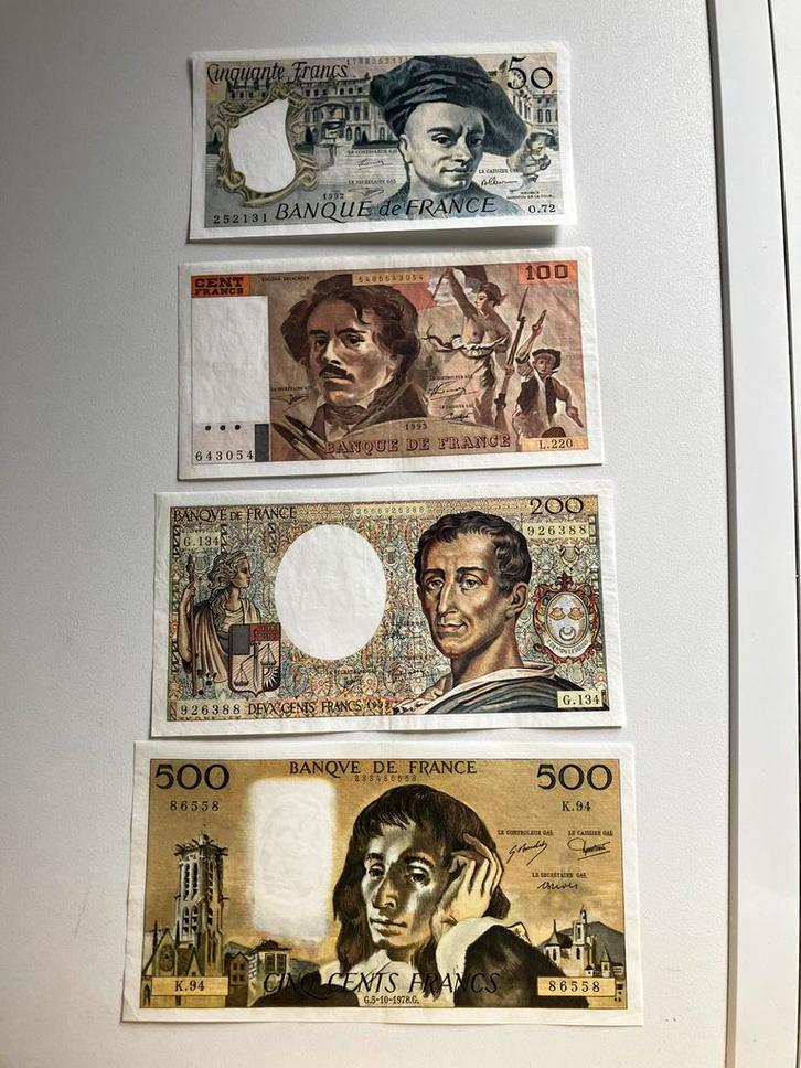 Zeer mooie set van 4 franse francs biljetten !!, Postzegels en Munten, Bankbiljetten | Europa | Niet-Eurobiljetten, Ophalen of Verzenden