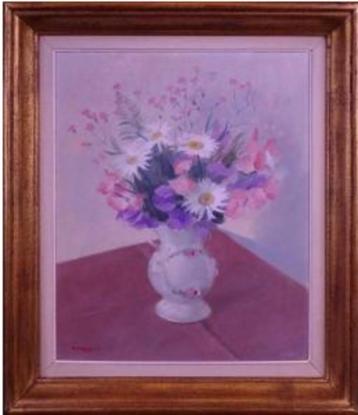 huile sur panneau fleur signe jacques dormont beschikbaar voor biedingen