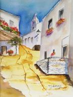 Dorpje in Andalusië, aquarel 70x50 cm., Enlèvement ou Envoi