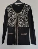 zwarte golf met wit en pareltjes + bijpassend tshirt, Kleding | Dames, ANDERE, Verzenden, Zwart, Maat 42/44 (L)