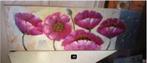 Prachtig Geschilderd Werk 'Lila Bloemen' - 120x40, Verzenden