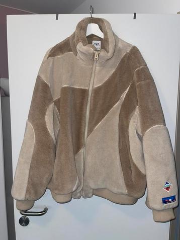Zara fleece Jas combo van bruin en buige, oversize xl,, Kleding | Heren, Ophalen, Bruin, Maat 56/58 (XL), Zo goed als nieuw