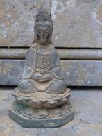 statue bouddha sur fleur de lotus en bronze pat antique, Nieuw, Ophalen of Verzenden