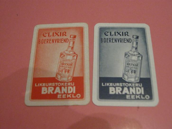 2 oude speelkaarten Likeurstokerij Brandi , Eeklo (193), Verzamelen, Speelkaarten, Jokers en Kwartetten, Zo goed als nieuw, Speelkaart(en)