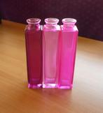 Set van 3 smalle fuchsia roze paarse glazen vazen vaas, Huis en Inrichting, Woonaccessoires | Vazen, Ophalen of Verzenden