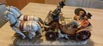 Statuette Biscuit représentant carrosse tiré par 2 chevaux, Ophalen of Verzenden