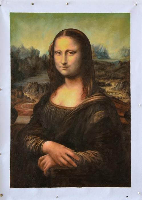 Olieverf reproductie Da Vinci: Mona Lisa, Antiek en Kunst, Kunst | Schilderijen | Klassiek, Verzenden