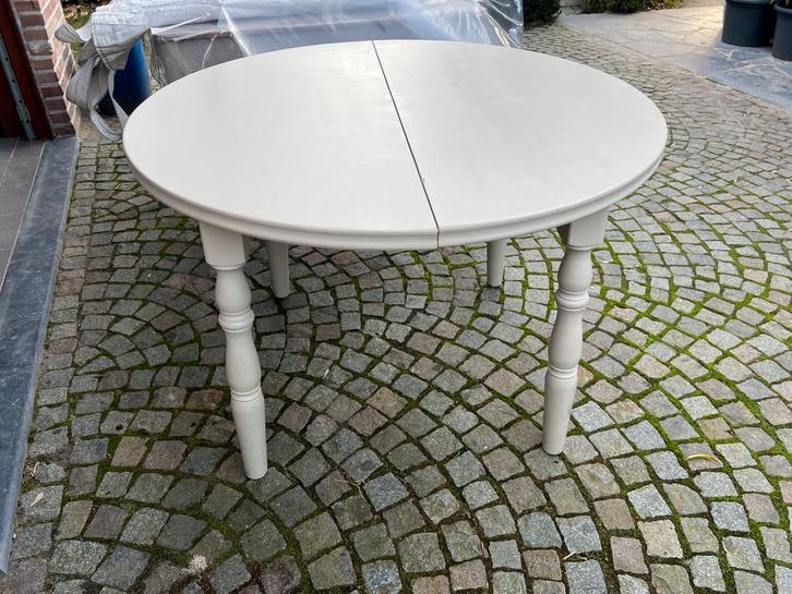 Table de cuisine rétractable en chêne peint avec 6 chaises, Maison & Meubles, Tables | Tables à manger, Utilisé, 100 à 150 cm
