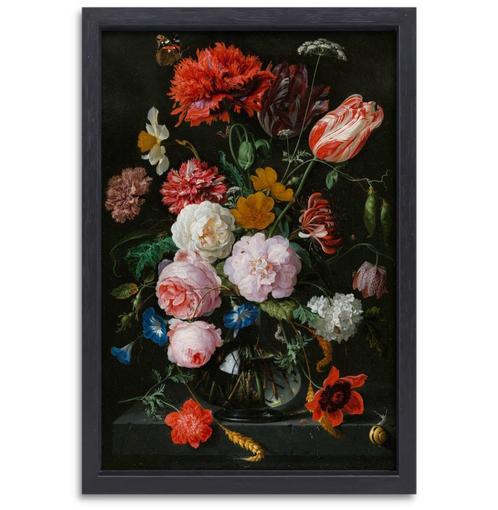 Stilleven met bloemen in een glazen vaas - Jan Davidsz. de H, Antiek en Kunst, Kunst | Schilderijen | Klassiek, Verzenden
