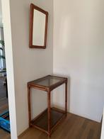 Rotan wandtafel met bijhorende spiegel, Huis en Inrichting, Tafels | Sidetables, Ophalen, Gebruikt, 50 tot 100 cm, Vintage