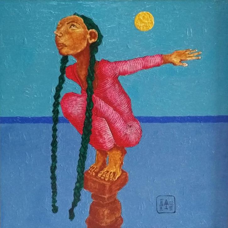 "Zeemeermin" Origineel schilderij, Antiek en Kunst, Kunst | Schilderijen | Modern, Verzenden