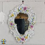 Antieke klein porselein Duitse (Dresden) spiegeltje bloemen, Antiek en Kunst, Antiek | Keramiek en Aardewerk, Ophalen of Verzenden