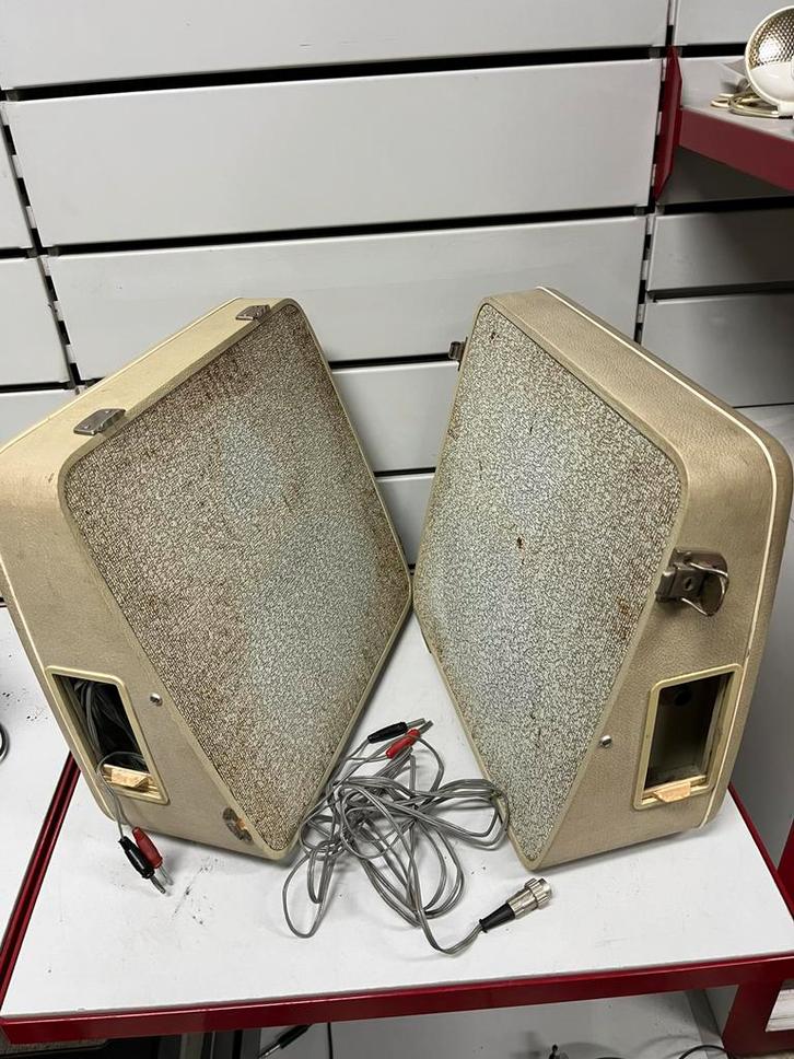 Paire d'enceintes valises Vintage - 60/70s - Design Rétro, TV, Hi-fi & Vidéo, Enceintes, Utilisé, Enlèvement