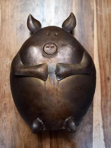 Statue cochon métal bronze Hauteur 50cm