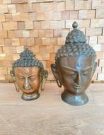 Antieke bronzen boeddha hoofden, Ophalen, Brons