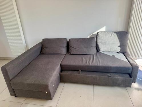 . IKEA FRIHETEN hoekslaapbank met opbergruimte - donkergrijs, Huis en Inrichting, Zetels | Complete zithoeken, Gebruikt, Ophalen
